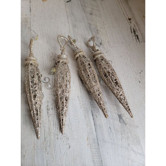 Flower pendant abstract glitter ornament Xmas set unique - Picture 6 of 6